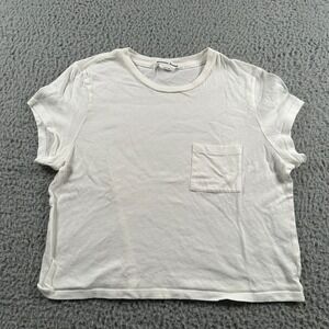 Reformation Womens Cotton Crew Neck Short‎ Sleeve Pocket Tee Top White Size S